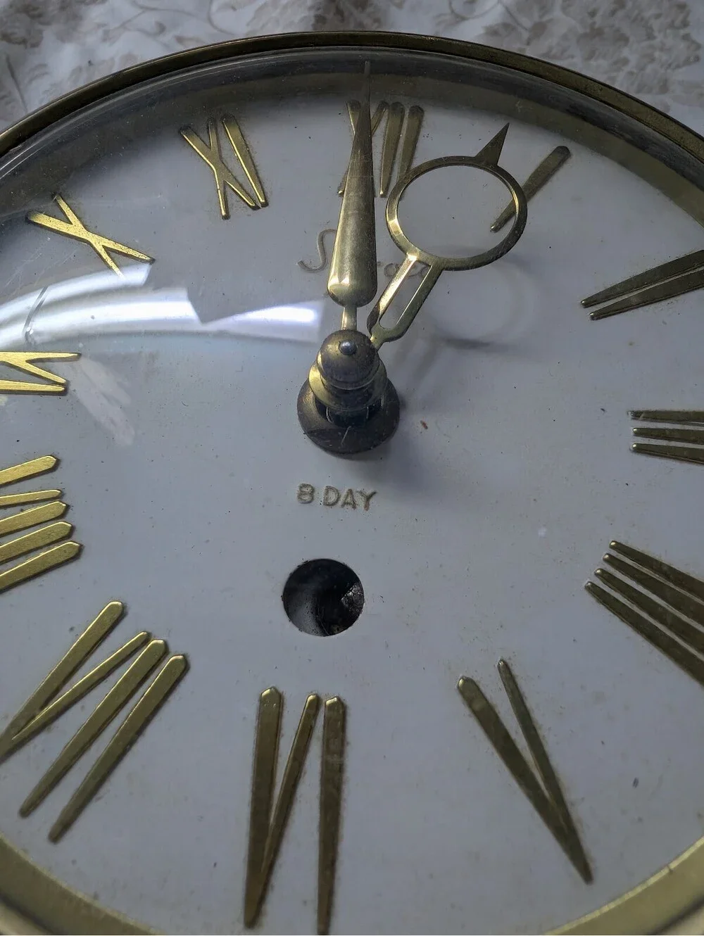 Vintage Syroco 8 Day Wall Clock with Roman Numerals